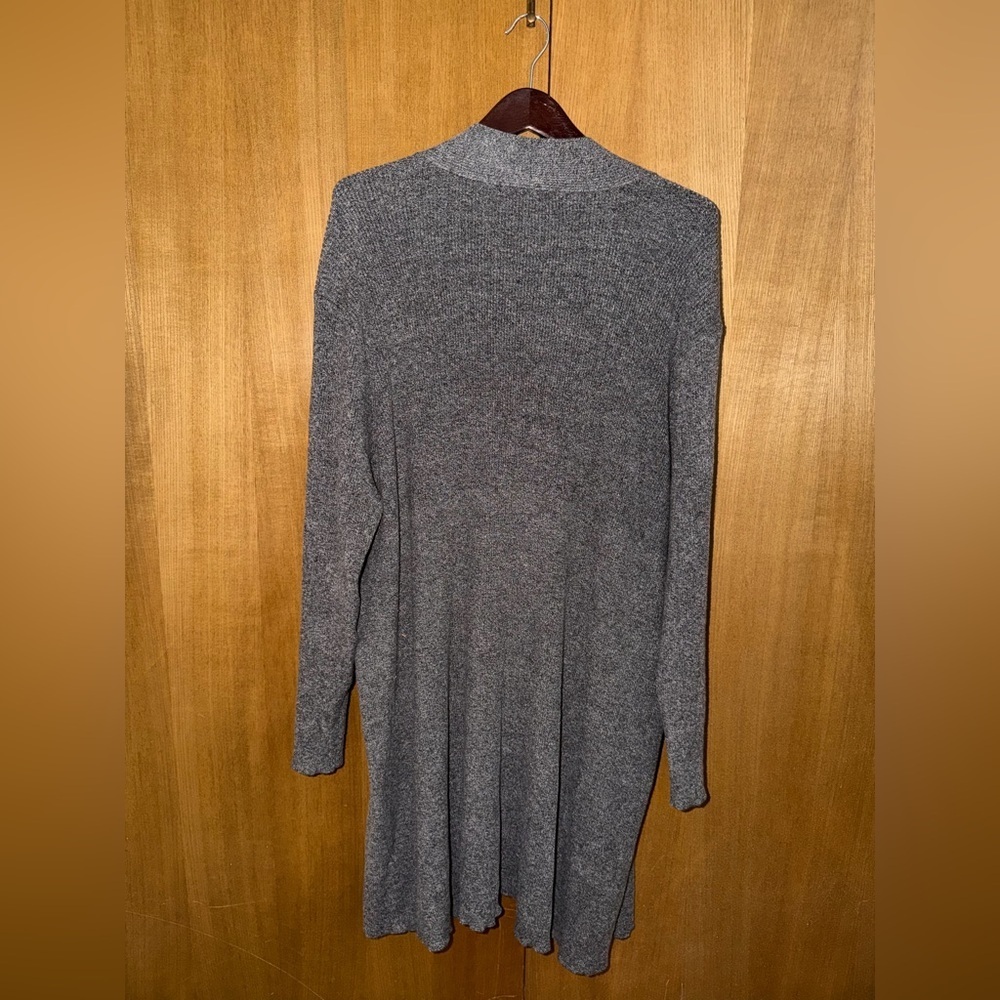 LOFT Plus Gray Open Front Longline Cardigan Sweater 24/26 - Picture 4 of 9
